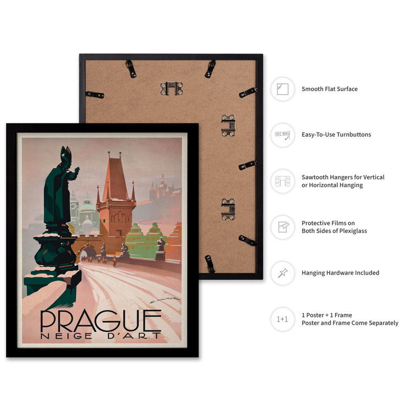Prague, 24"H x 32"W, Poster, Black Framed