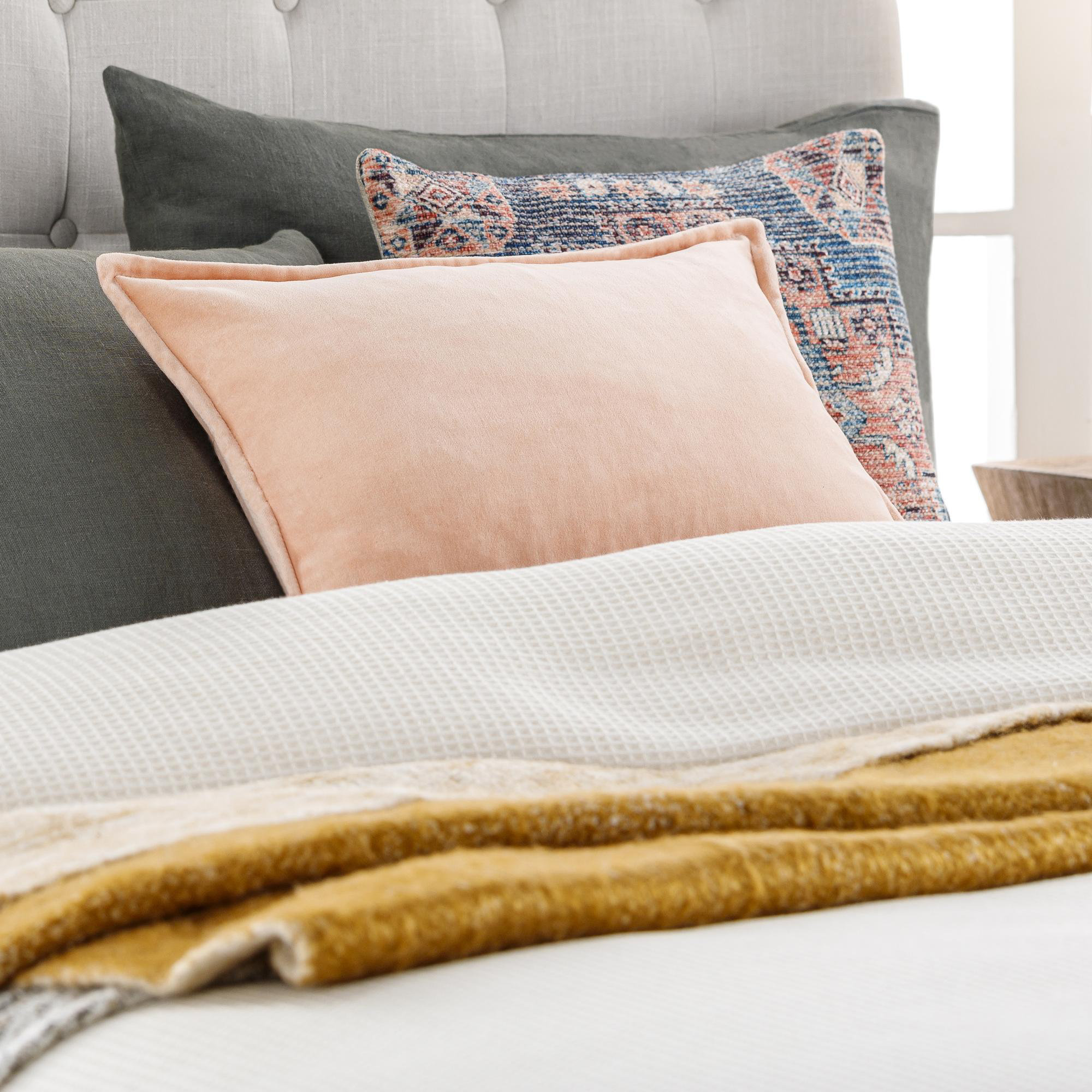 Norwin Cotton Throw Pillow, Light Pink, Pillow Cover Only - No Insert, 13"H x 19"W