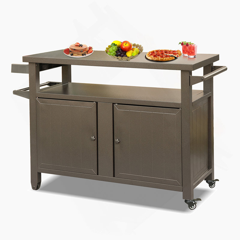 Armoire de rangement pour barbecue avec roulettes, brun