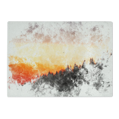 Tempered Glass Sunset over Cantal France Chopping Board