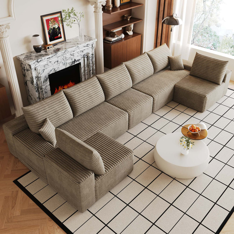 Canapé modulaire Modern Cloud sans assemblage requis, Velours côtelé chameau