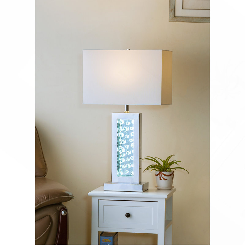 Moderne, unique, colonne de verre à bulles, abat-jour rectangulaire 1pc, lumière ambiante chromée, éclairage DEL blanc, Blanc