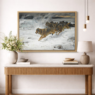 «Run Wolf Wolf», art dramatique de la nature, images de salon dramatiques, impression sur toile encadrée.
