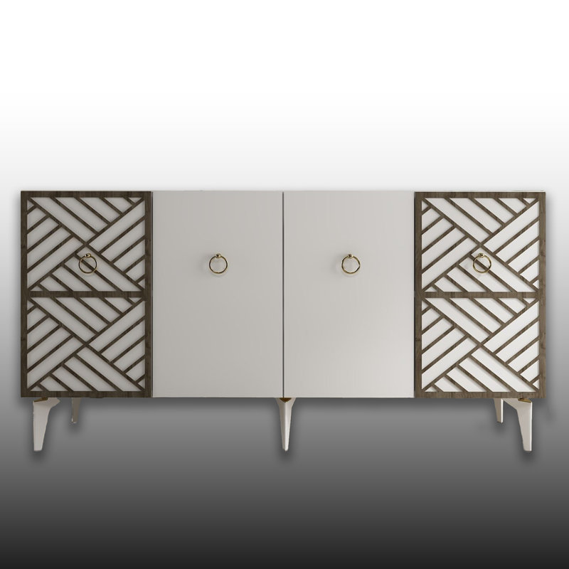 59'' Wide Rectangle Console With Pattern, White