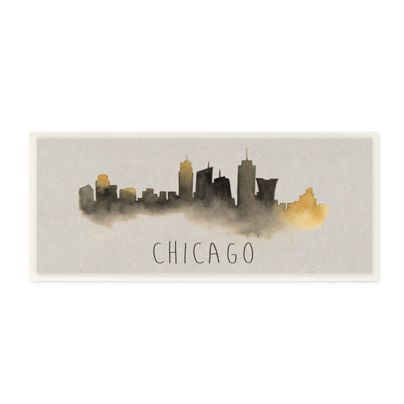 « chicago horizon silhouette », impression, H 10 po x l 24 po, Toile tendue