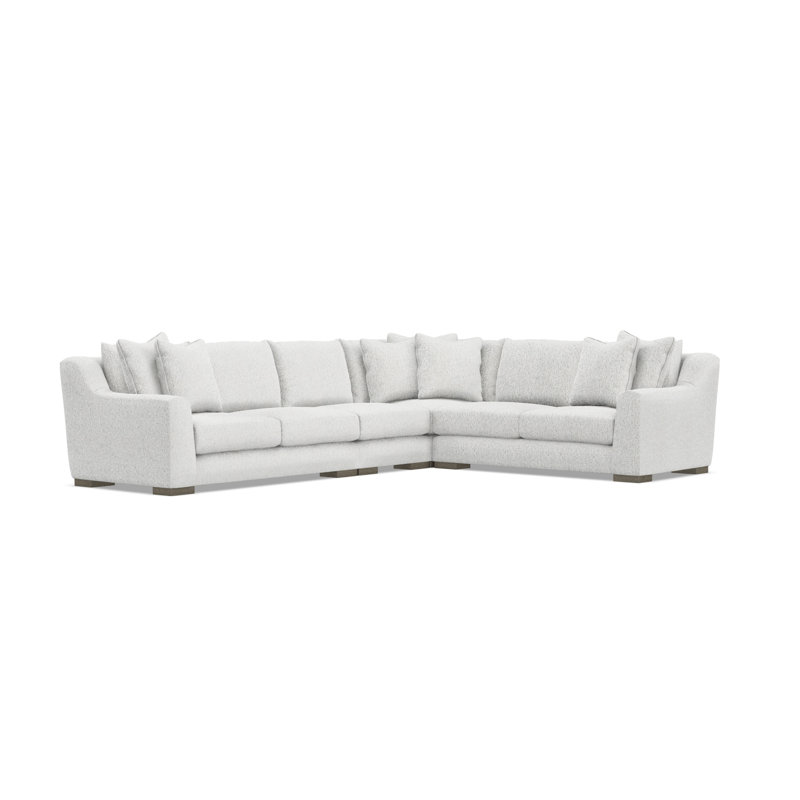 Gabi 5-Piece Fabric Sectional, 35" H x  140" W x 110" D, White Polyester, Right Hand Facing