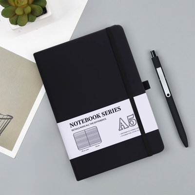 Cahier de journal pour ordinateur portable avec pochettes intérieures, couverture en cuir rigide avec lignes, papier épais de 80 g de qualité supérieure, 200 pages pour écrire des notes pour l'école