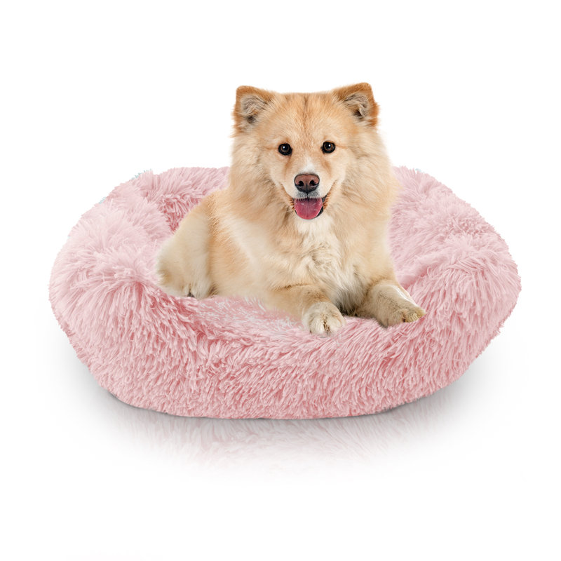 Lit pour chien Elam Super Lux Shaggy, Rose, Petit (l 20 po x P 16 po x H 7 po)