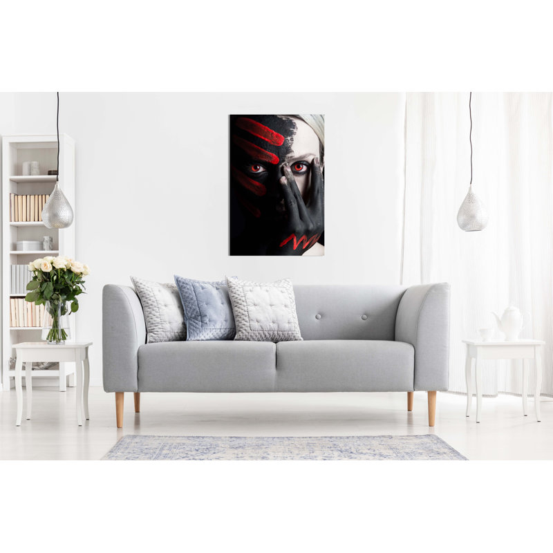 Woman Face Paint - Wrapped Canvas Print, 46cm H x 31cm W x 1.8cm D