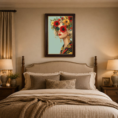 Woman In Floral Jacket With Gold Earrings And Sunglasses Canvas Wall Art