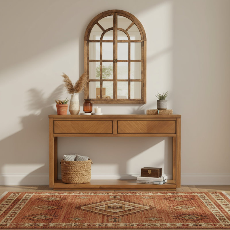 Console de 32 po et ensemble de miroirs en bois de 36 po pour table d'appoint, Noyer