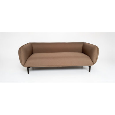 Barselona 3 Seater Sofa With Artificial Leather Upholstery, Fabric Detailing And Painted Metal Legs