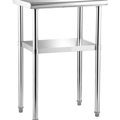 Table de travail commerciale en acier inoxydable, capacité de 272 kg (600 lb), tablette inférieure de 91 kg (200 lb), hauteur réglable, idéale pour le garage et la cour, robuste, 61 x 46 x 91 cm (24 x 18 x 36 pouces), tablette supérieure de 181 kg (400 lb), usage multiple