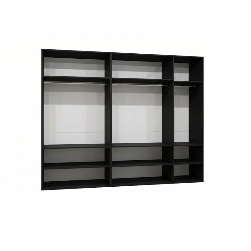 Manufactured Wood Wardrobe, black matt + handles: gold