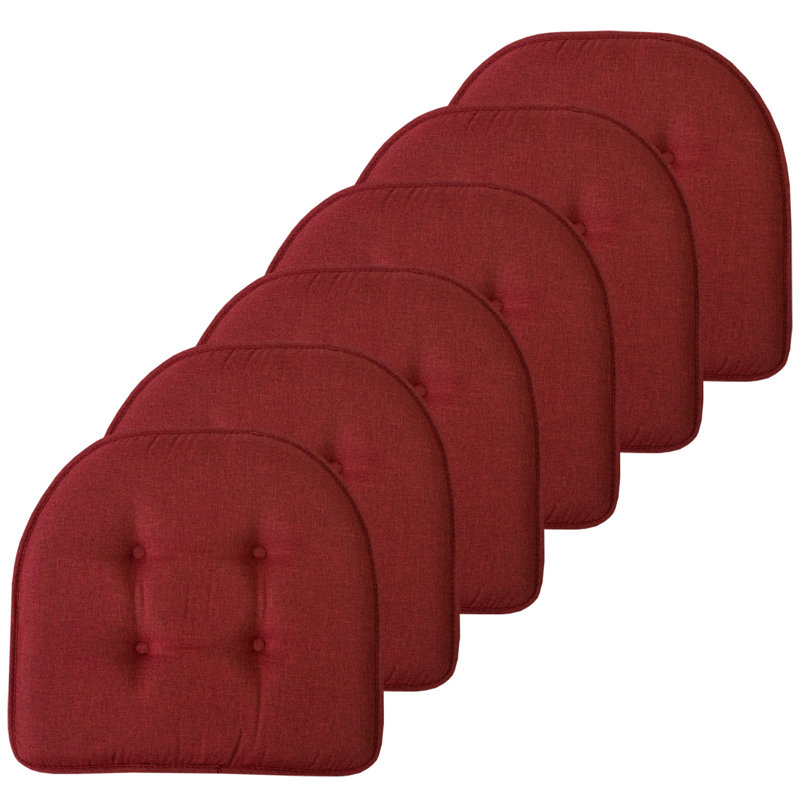 Solid U-Shaped Non-Slip Indoor Chair Cushion, Wine, 6