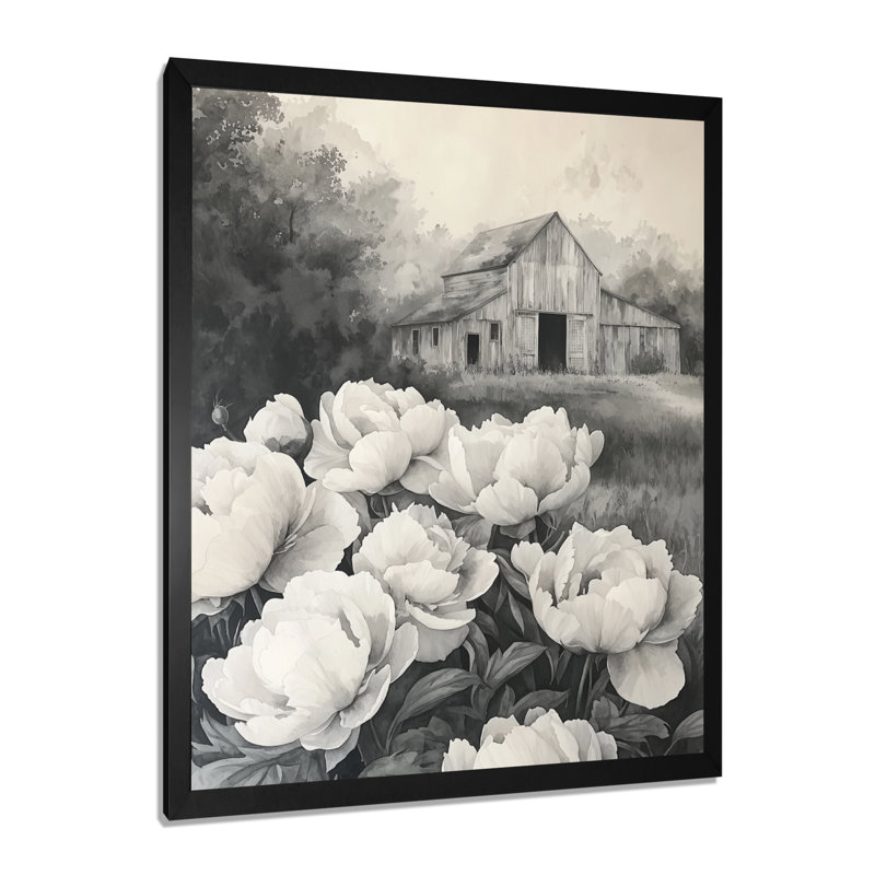 Eichler - Art mural floral, H 32 po x l 24 po, Noir, noir, noir, noir, Reproduction encadrée d'une seule photo