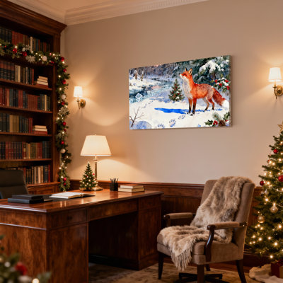 «Christmas Winter Fox Snowy Forest Holiday», ensemble de 3 impressions sur toile