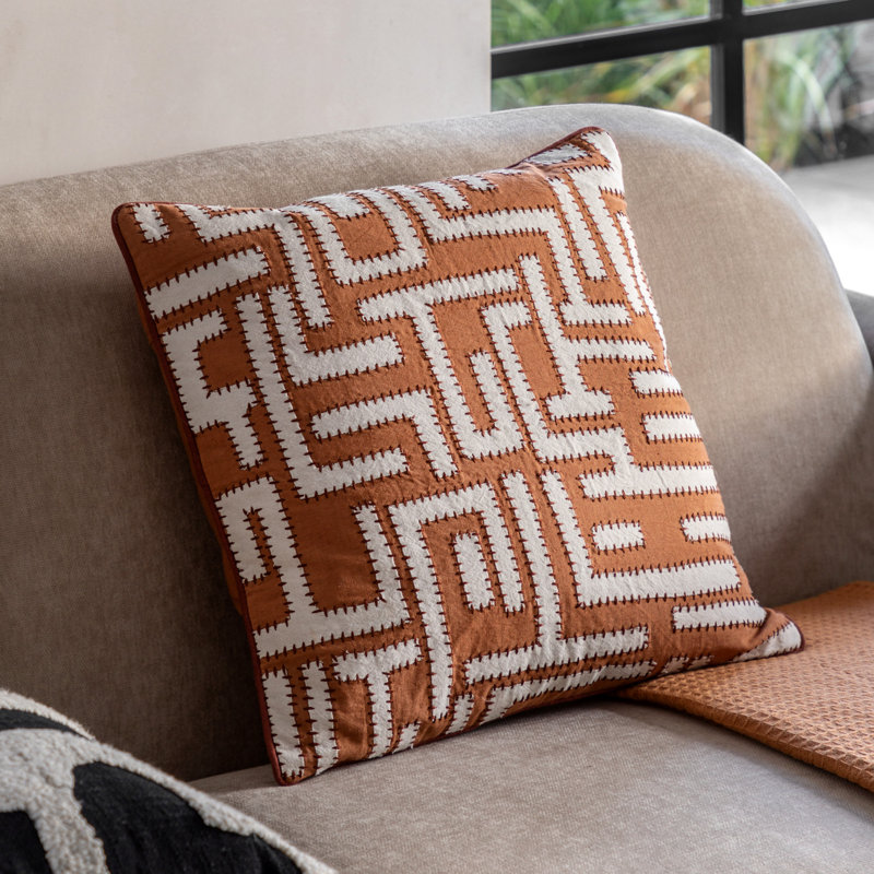 Geometric Square Cushion, Orange