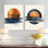 «Geometric Blue Sunrise Symmetry I», ensemble de 2 reproductions d'art murales abstraites en métal