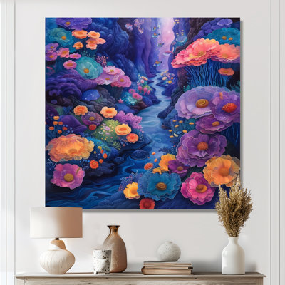 «Blue Coral Sea Floor Symphony III», impression d'art mural corail