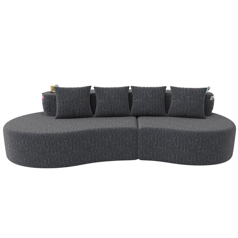 Canapé modulaire compressé courbé, Gris foncé
