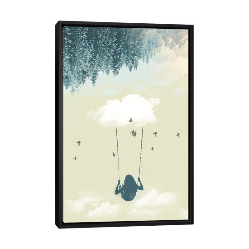 «Lucy in the Sky III», reproduction sur toile, H 26 po x l 18 po x P 1,5 po, Toile avec cadre noir, Pas de tapis