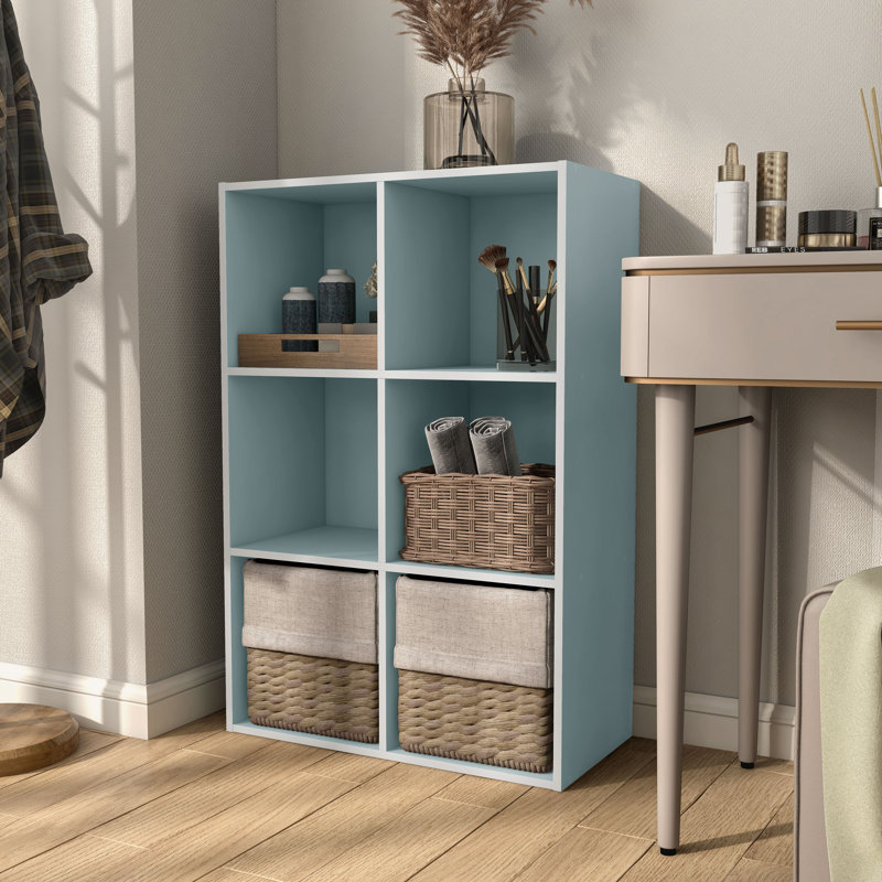 Bibliothèque de rangement Moduline, 6 cubes, Bleu clair