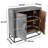 Zera 39 Inch Handcrafted Accent Cabinet With 2 Doors, Medallion Engraved, Sandblasted Gray Mango Wood, Black Iron Framed Stand