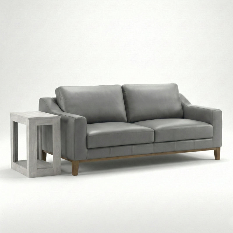 Ensemble de salon en cuir 2 pièces Weldon, Gris
