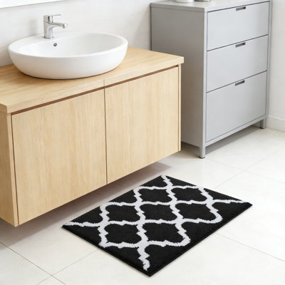 Soft And Absorbent Microfiber Bathroom Rug With Non-Slip Backing, Shaggy Plush Bath Mat For Shower And Tub Side, Machine Washable