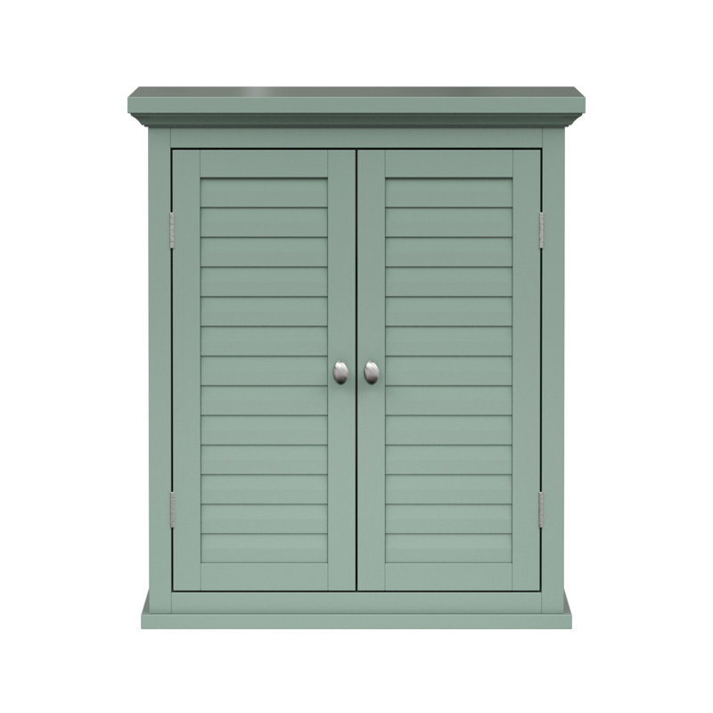 Glancy Two Shutter Doors Removable Wooden Corner Wall Cabinet, Green
