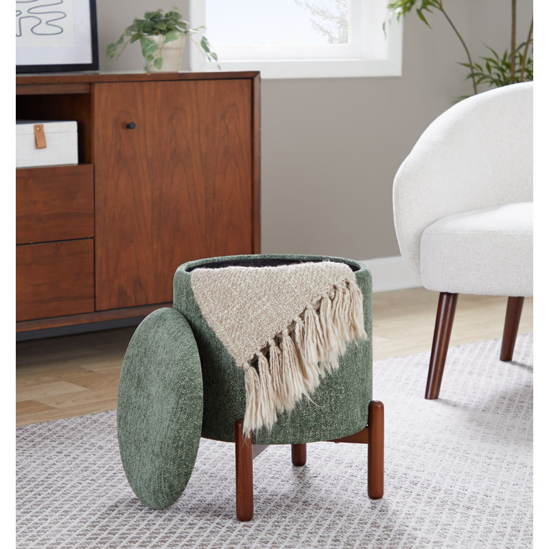 Greely Wood Storage Ottoman, Green