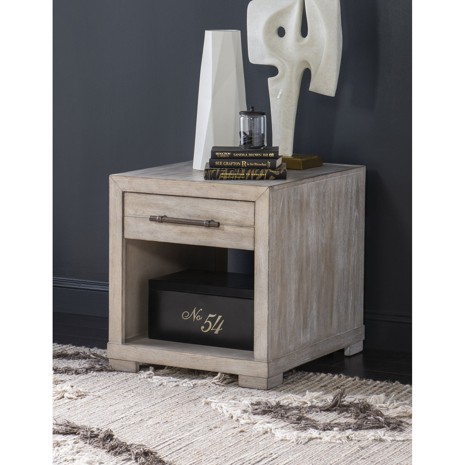 Appleton End Table With Storage, Weathered Oak