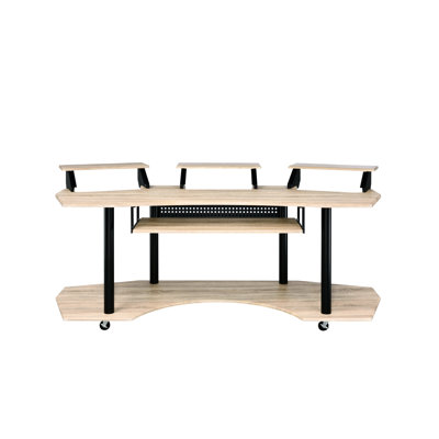 83 po. Chêne naturel - table d'ordinateur à installation musicale moderne pour le travail de production