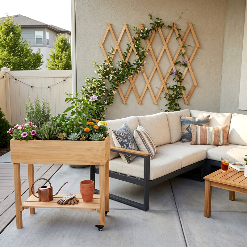 Boîte à fleurs surélevée pour jardin en bois massif