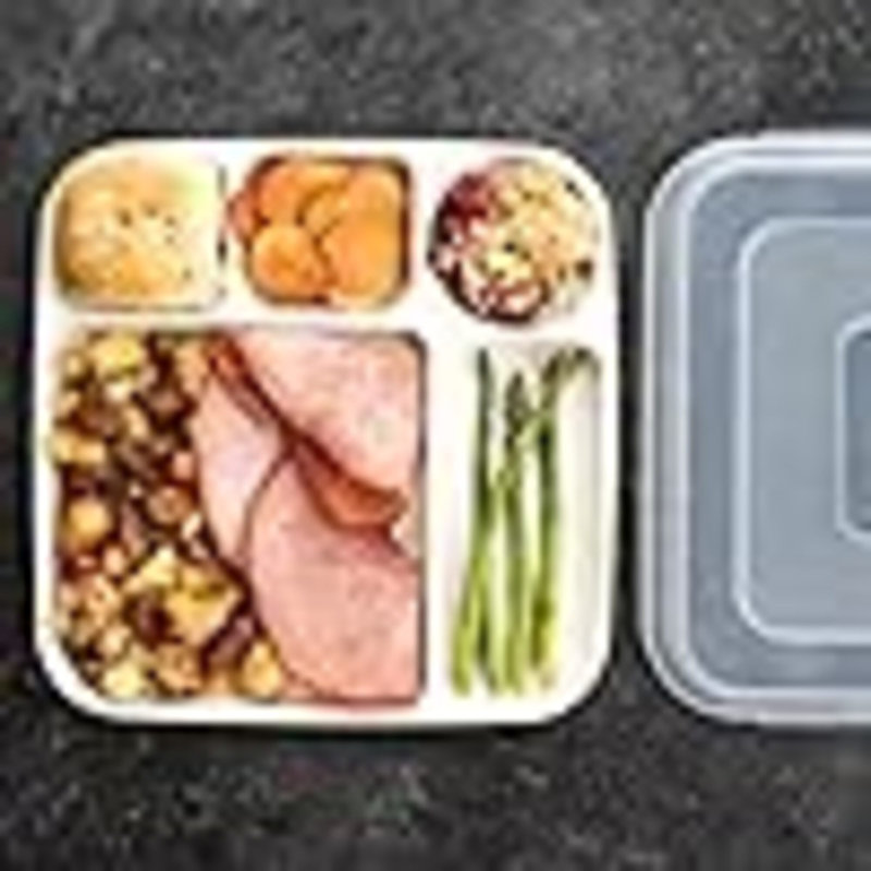 Plateau de repas divisé avec couvercle, en polypropylène blanc, allant au micro-ondes