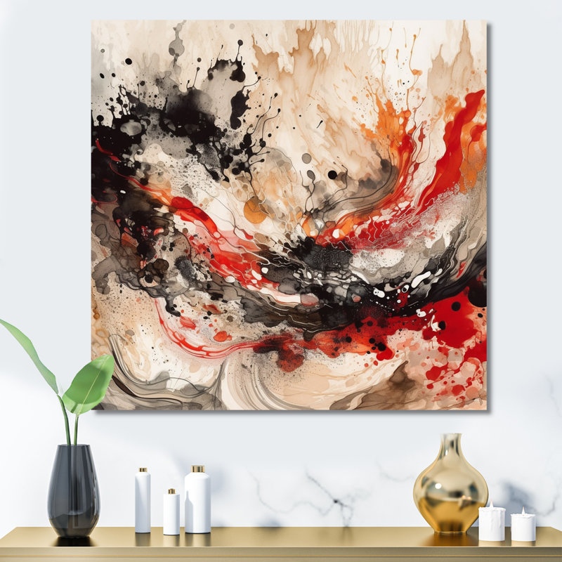 " Red Black Chromatic Agate II ", 30" H x 30" W x 1" D, Wrapped Canvas