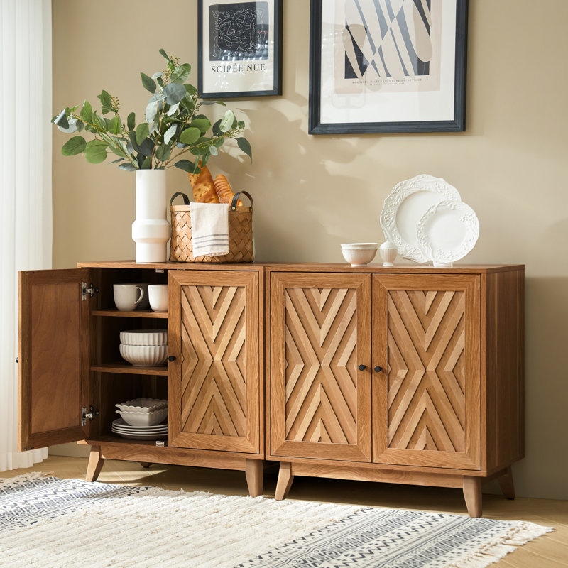 Maraiah Transitional 30"Tall 2 Door Accent Cabinet with Solid Wood Legs Set of 2, Walnut