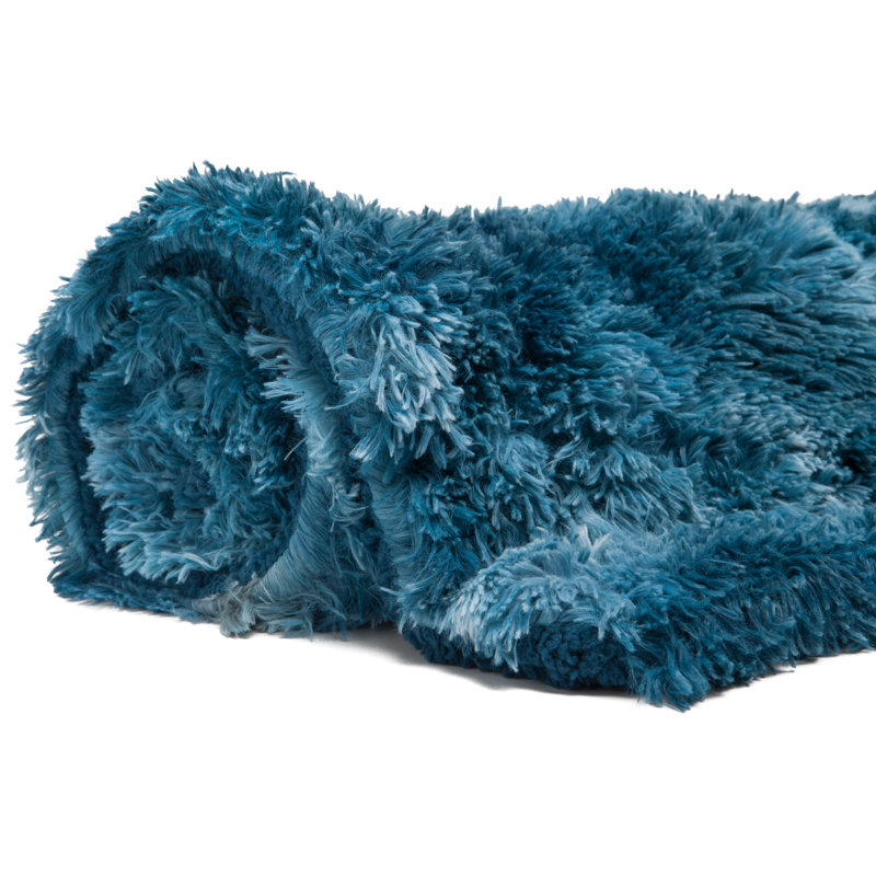 Couverture en fausse fourrure , L 50 po x L 65 po, Bleu