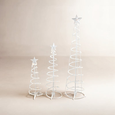 3-Piece LED Lighted Spiral Cone Tree Set