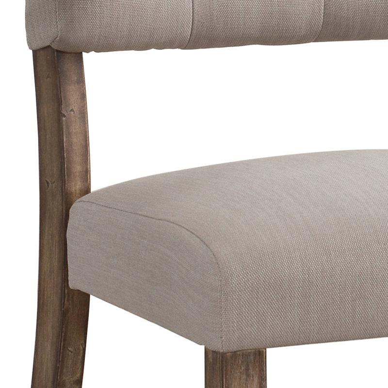 2 chaises d'appoint transitionnelles en lin beige - dossier, pieds en bois pour la salle à manger, 2 pièces décoratives, décoration de pièce