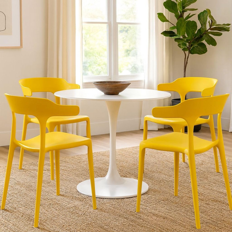 Ensemble de 2 chaises en plastique noir Monolithe, Jaune, 4