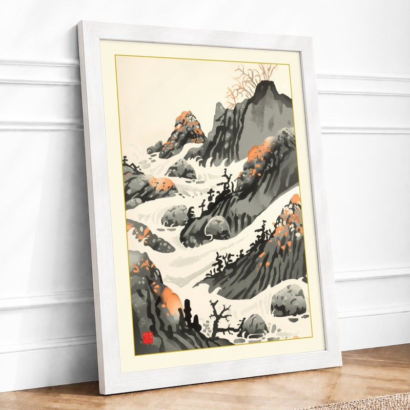 Mountain Wilderness Scandinavian - Framed Print, A1 - 84.1 x 59.4 cm, White