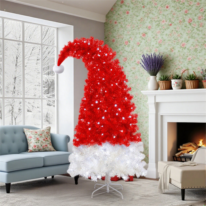 6FT  Santa's Hat Shape Artificial Whimsical Xmas Tree With 1050 Tip