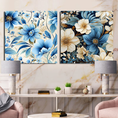 Bardane - Ensemble de 2 collages carrés floraux