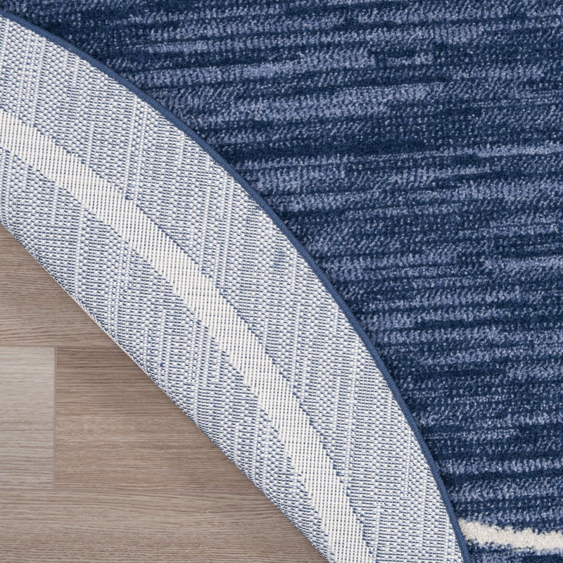 Nourison Essentials Navy Ivory Indoor/Outdoor Area Rug, Round 8'
