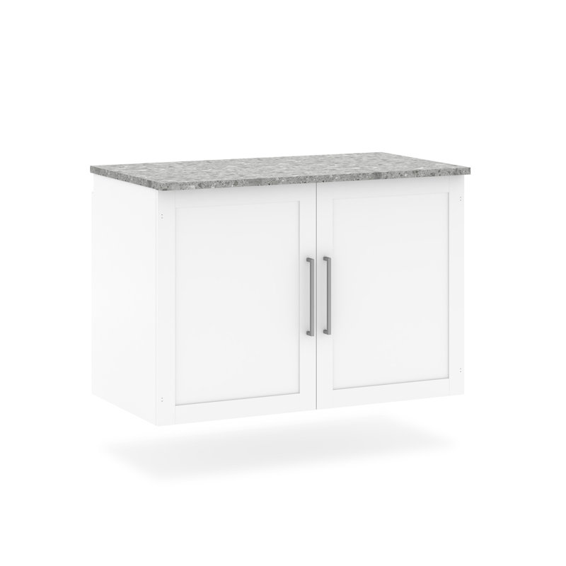 Garage Core Base Cabinet, Top& Doors, Gray/White