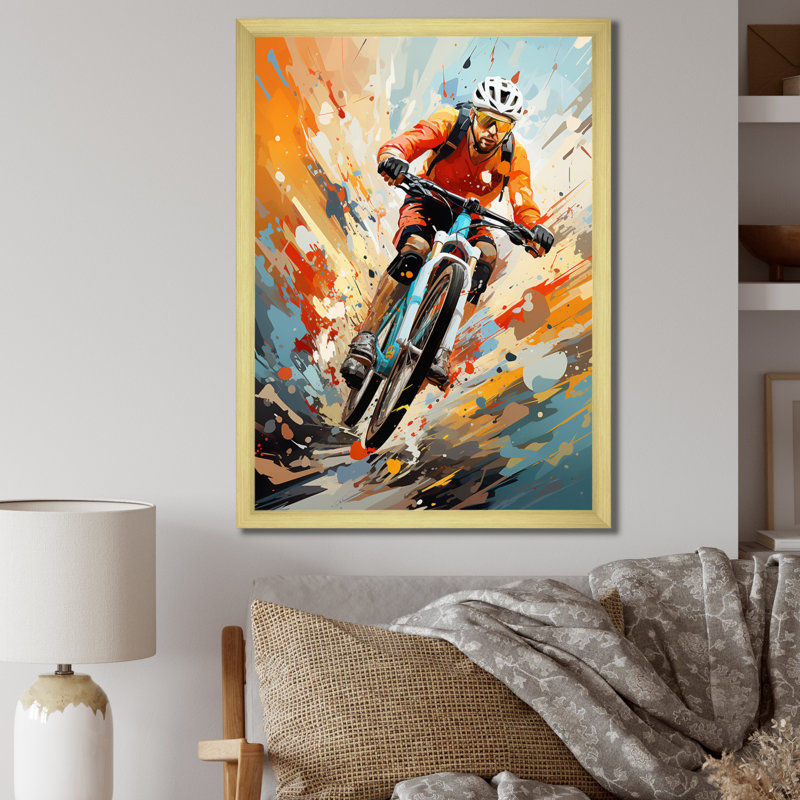 Bicycle Abstracted Trails An I - Bicycle Wall Art Prints, H 40 po x l 30 po x P 1,5 po, Encadrement doré