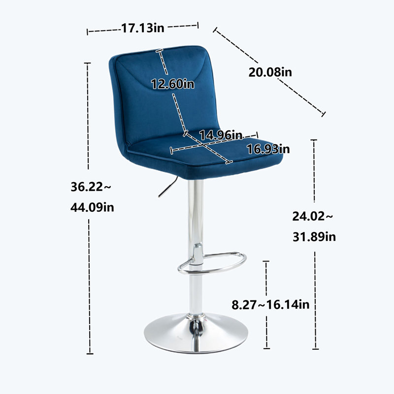 Tabouret de bar Bevelyn, Marine / Argent