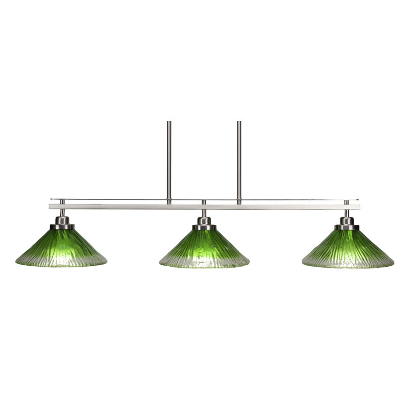 Luminaire pour îlot de cuisine 3 lumières Odyssey, Grainé, H 7,75 po x l 42 po x P 10 po, Nickel brossé